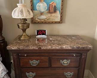Mahogany Side Table with Marble Top