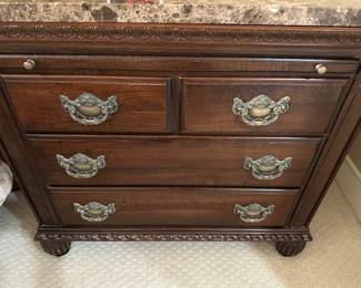 Mahogany Side Table with Marble Top