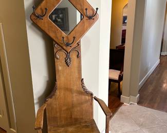 Antique Oak Hall Tree