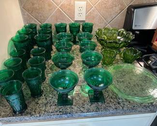 Anchor Hocking Green Glass Set