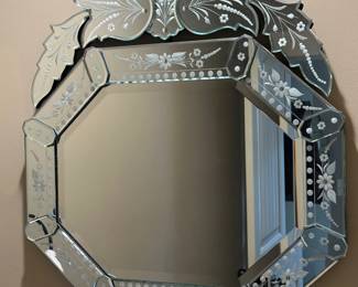 Vintage Venetian Etched Glass Mirror