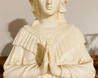 Vintage Alabaster Madonna from Italy on Marble Base 
