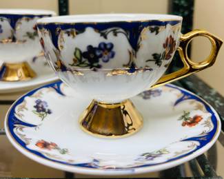 Beautiful New Yedi Floral & Gold Expresso Cups & Saucers (Set of 6)