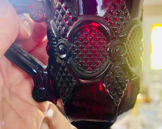 1970’s Vintage Avon Ruby Red Cape Cod Pedestal Mugs (Set of 6)