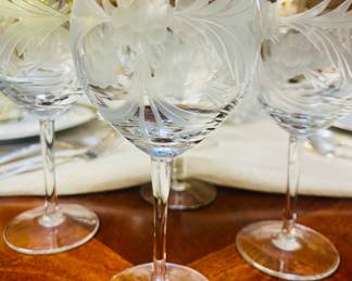 Set of Etched Balloon Glasses