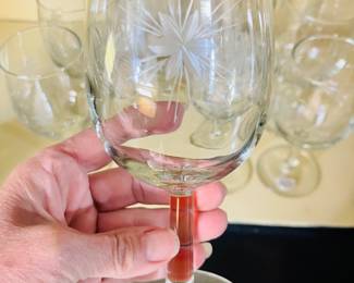 Set of (8) Starburst Wine Glasses