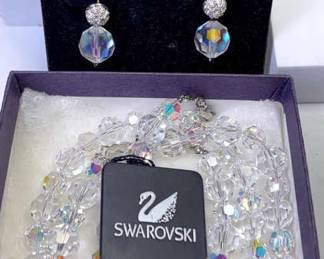 Swarovski Earrings Faceted Bead Necklace