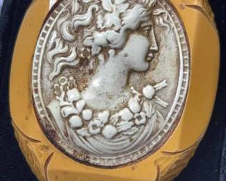 Art Deco Carved Celluloid Brooch