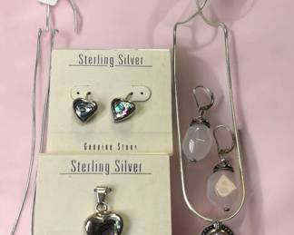 Two ATI Sterling Pendants, Earrings Sterling Necklaces