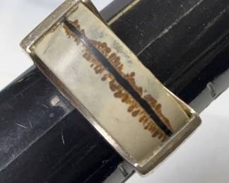 Bold Inlay Ring Stamped MRF Sterling.