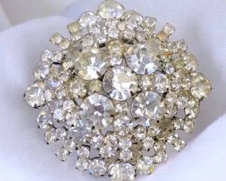 Vintage Domed Rhinestone Brooch