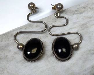 Onyx Sterling Twist Earrings
