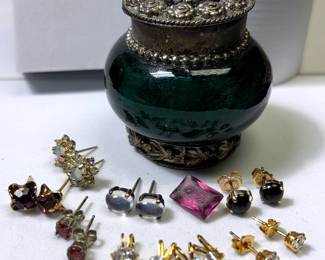 Small Post Earrings, Pendants Lidded Container