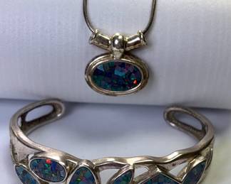 WK Signed Sterling Mosaic Bracelet Pendant