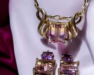 Clyde Duneier Amethyst Sterling Necklace Earrings