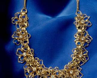 Floral Rhinestone MultiLink Necklace
