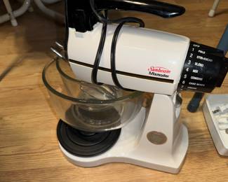 old Sunbeam Mixmaster and bowls from the basement