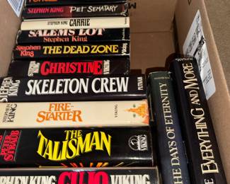 box of Steven King original hardcovers