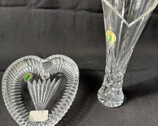Waterford Crystal * 8 Inch Sweetheart Bud Vase * Heart Tray *