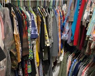 A FANTASTIC SELECTION OF SHIRTS, BLOUSES, DRESSES AND COATS.