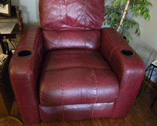 red electric recliner one of two