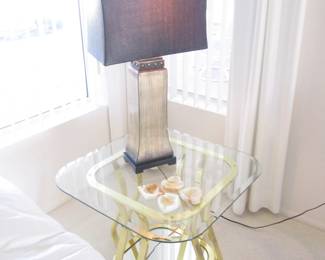 3-Matching Table Lamps, Black Fabric Shades & Brushed Gold Bases, Decorative Finial 
