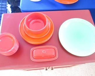 Several Pieces of Vintage Fiestaware Dishes, Bowls & Butter Keeper