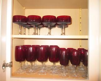 Cranberry Stemware, 3-Sizes