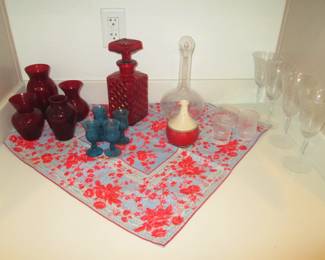 Cranberry Hobnail-Style Decanter