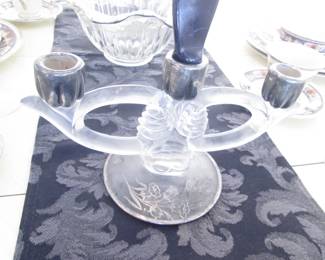 Pair of Etched Crystal Candelabras