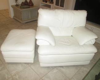 Contemporary Leather Chair 38" X 36" X 35", Ottoman