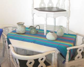 Octagonal Game Table, 48" X 24" High                                         With 4-Chairs, 16" High