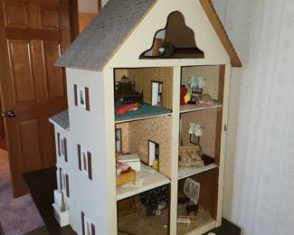 Vintage dollhouse and accessories