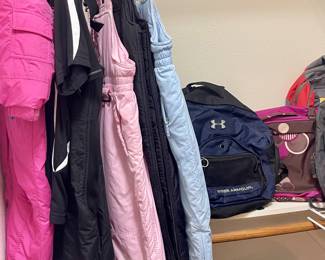 KIDS SKI CLOTHES, BACKPACKS