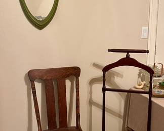 GENTLEMAN'S STAND, MCM MIRROR, ANTIQUE CHAIR