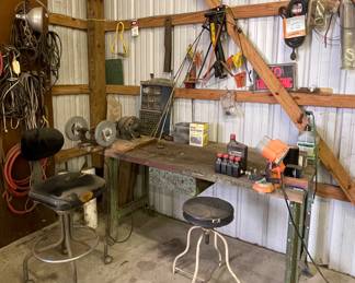 WORKBENCH, STOOLS, EXTENSION CORDS