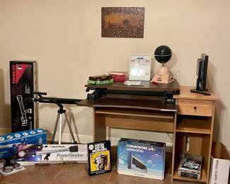 ADJUSTABLE AIRLIFT STAND-UP DESKTOP, DESK, TELESCOPES, VINTAGE NOVA LAMP