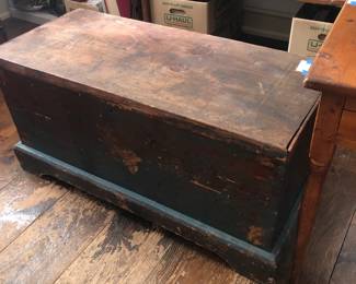 early chest in old blue paint