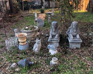 antique cement sphinxes