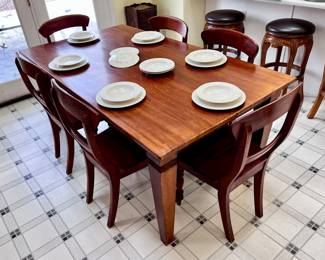 Williams Sonoma White Dinnerware and Kitchen Table and Chairs 