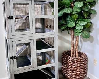 Ferret / Small Animal Rolling Cage and Faux Fig Tree 