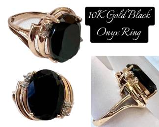 10 K Gold Black Onyx Ring