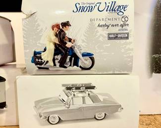 Department 56 Snow Village Harley Davidson and Classic Car