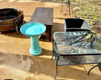 Outdoor Furniture, Fire Pit and Bird Bath