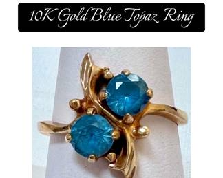10K Gold Blue Topaz Ring