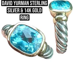 David Yurman Sterling Silver and 14k Gold Ring