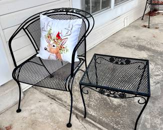 Wrought Iron Patio Furniture, Wrought Iron Chair and Side Table