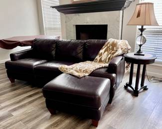 Leather Sofa with Ottoman