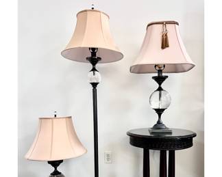 Restoration Hardware Crystal Ball Urn Table Lamps and Floor Lamp