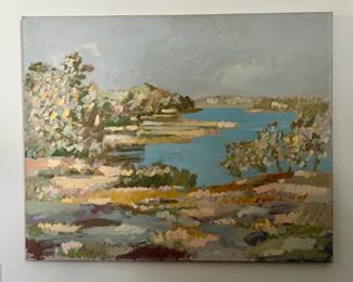 Unframed original painting initialed EE